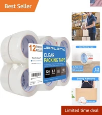 Heavy Duty Clear Packing Tape - 12 Rolls of 2.7mil Thick, 60 Yards Each for E...