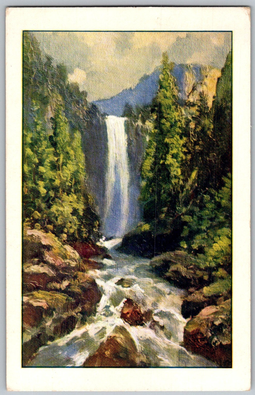 Antique Postcard Vernal Falls Waterfall Yosemite Valley, CA 1910s