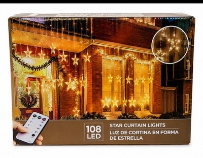 108 LED Star Curtain String Lights Remote Control Indoor Outdoor Party Decor