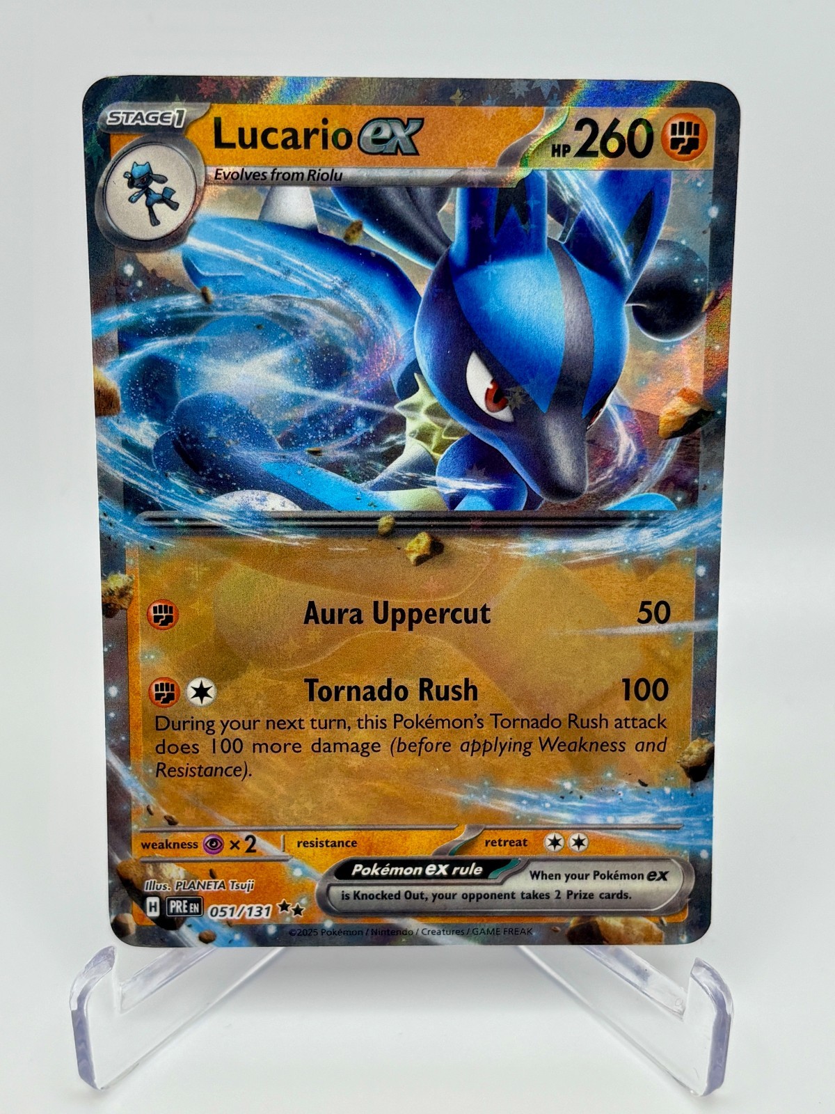 LUCARIO EX 051/131 PRISMATIC EVOLUTIONS POKEMON - NM Double Rare