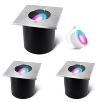 3X Bodenstrahler Jadina Schwenkbar Eckig IP67 Flach Smart Wifi Rgb Led 5W Dimm