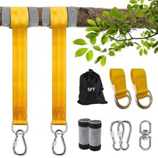 2 Pack 5FT Tree Swing Hanging Straps Kit, 2000 LBS,Gold Comes with Safety S...