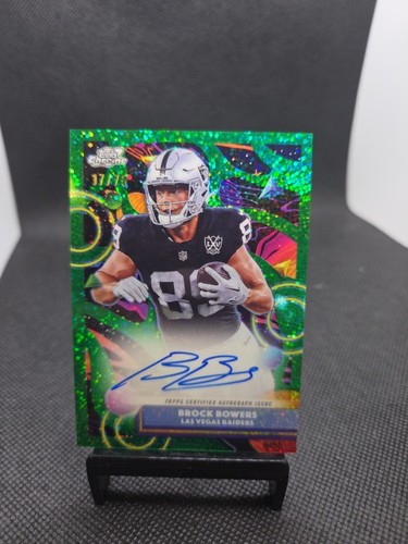 2025 Topps Cosmic Chrome Brock Bowers ON-CARD AUTO Green Space Dust /75 Raiders