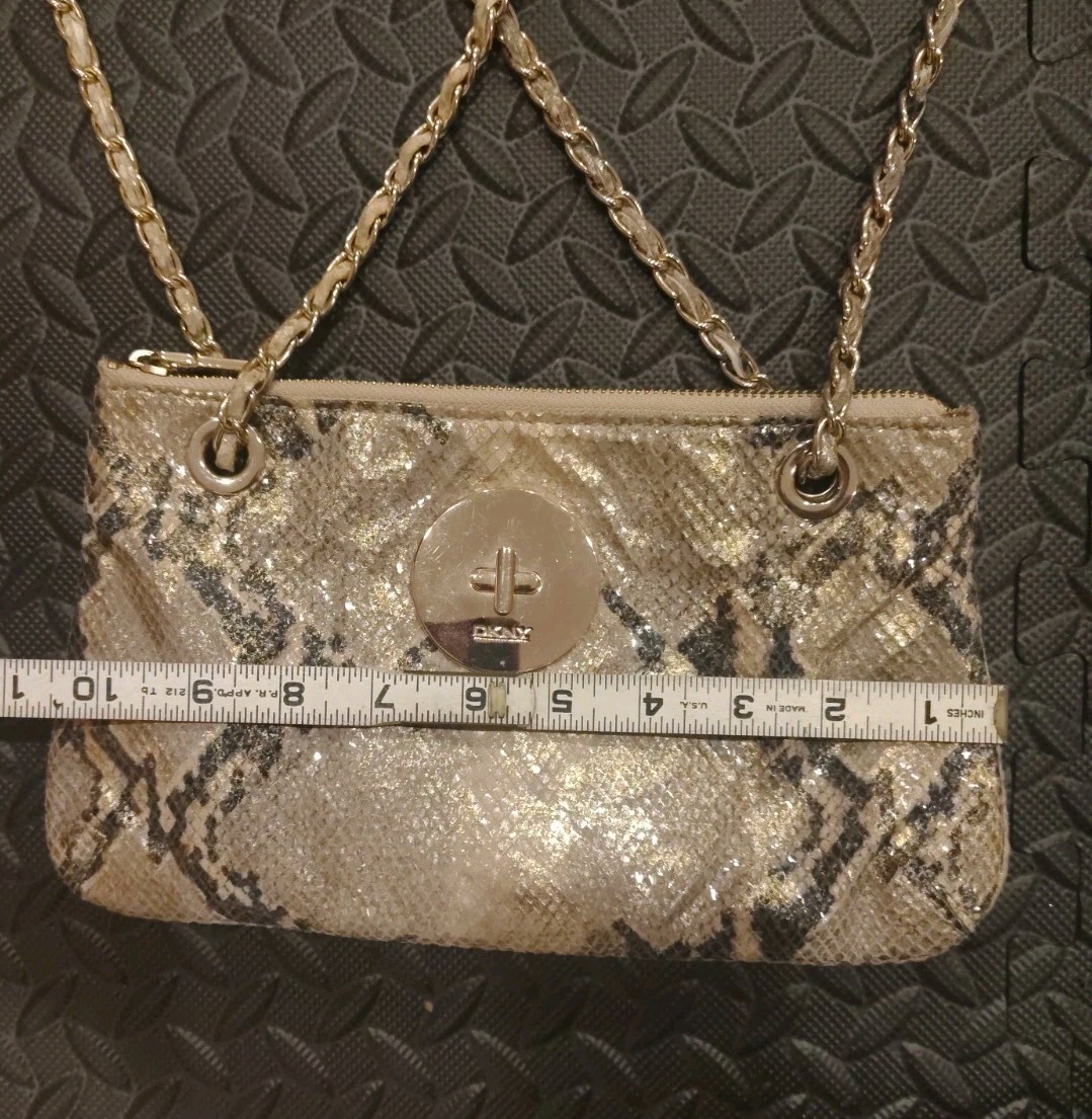 DKNY Metallic Embossed Python Genuine Leather Pur… - image 18