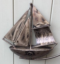 Tall  Metal Boat Garden Stake Spinner Balancer Ornament Decoration
