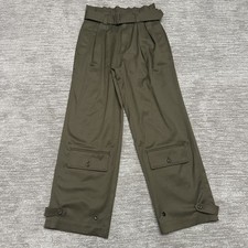 Banana Republic Pants Womens 6 Green Paperbag Belted Wide Leg Utility Crop Twill