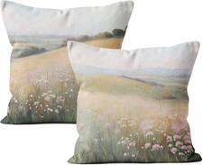 Floral Landscape Pillow Covers 18X18 Set of 2, French Country Decor, Cottagecore