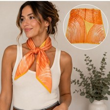 Paoli 100 Silk Square Scarf Orange Yellow Abstract Art Neck Hair Wrap 29.5 Vtg