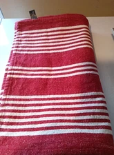 Max Studio Home Christmas Farmhouse Striped Table Runner Red Cream 72”x15”