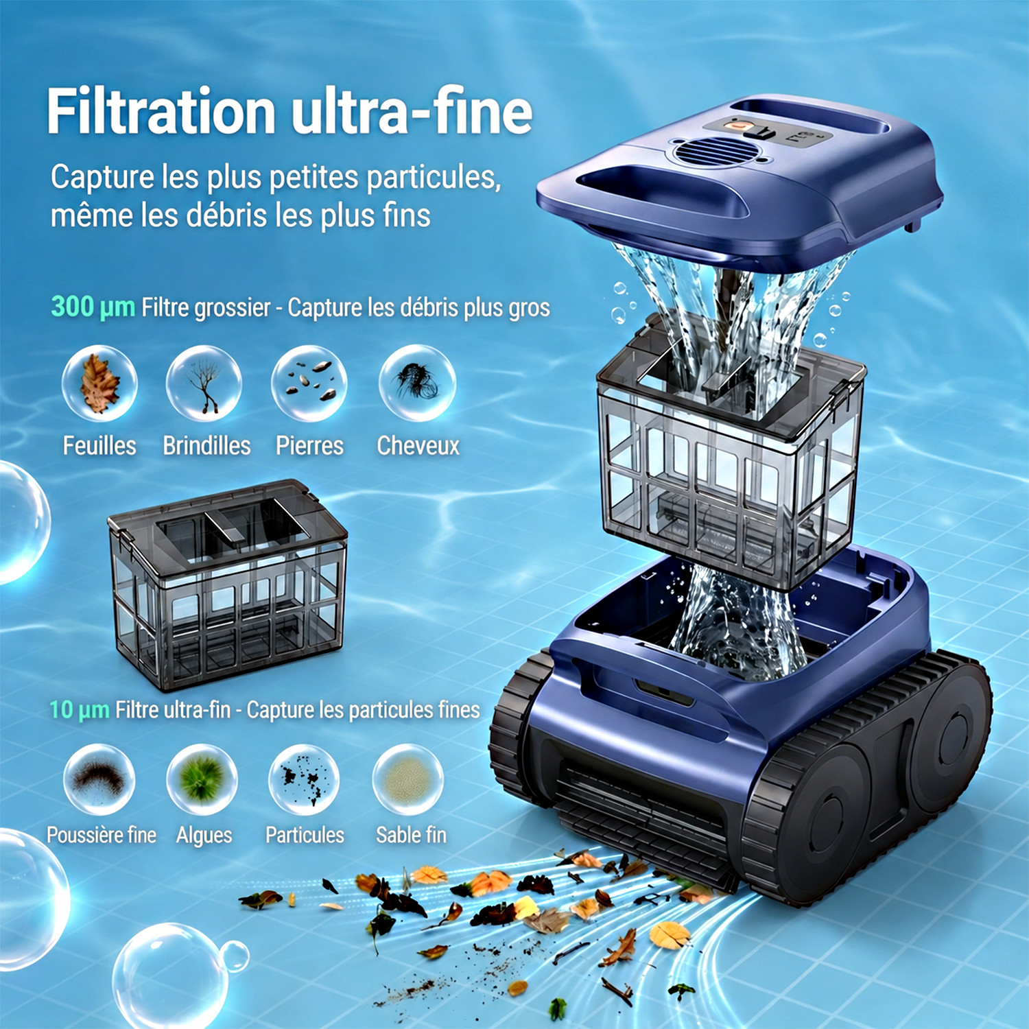 robot piscine autonomie élevée – design et finitions