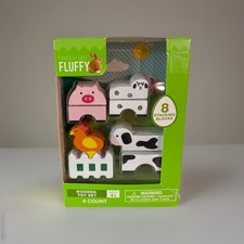 Happy Go Gluffy Wooden You Set 8 Stacking Blocks Wooden Toy Set Farm Theme 4 