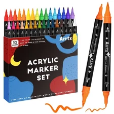 Acrylic Pens Paint Markers 32 Colors Dual Tip Acrylic Paint Markers With Brush T