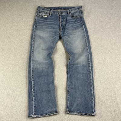 Levis 501 Jeans Mens 34x29 Blue Light Wash Straight Leg Button Fly Modern Pants