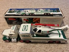 HESS 1995 Vintage Toy Flatbed Truck & Helicopter In Original Box