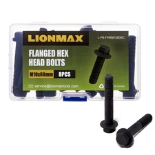 Flanged Hex Head Bolts, M10 X 60Mm Flange Hexagon Bolts Grade 10.9, Black Oxide 