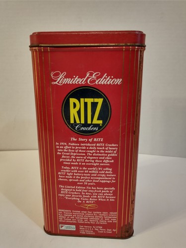 1986 Limited Edition Nabisco Ritz Crackers Blechdose 16 OZ Vintage Sammlerstück - Bild 2 von 8