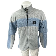 Haglofs  Tres Bien Men's Gray Blue Colorblock Sherpa Fleece Full Zip Sweater M