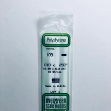 Evergreen 109 Styrene Plastic Strips 0.010" x 0.025" x 14" (10)