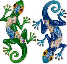 SUNREEK Metal Gecko Wall Art, 17 Inches Large Lizard Outdoor Gecko-B 