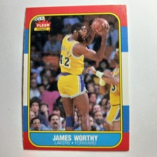 1986-87 FLEER BASKETBALL  JAMES WORTHY # 131 ROOKIE CARD LOS ANGELES LAKERS. rookie card picture