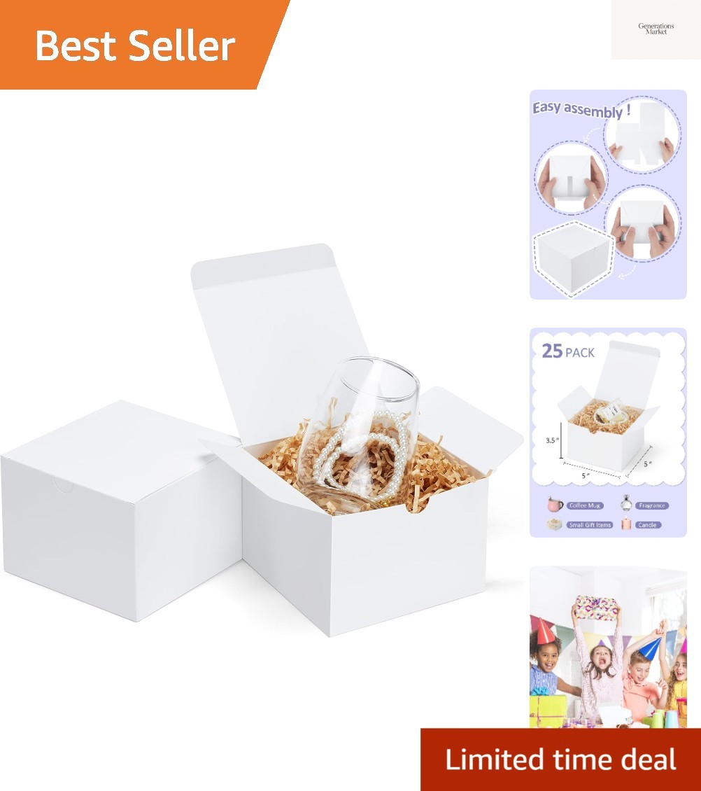 Es 5x5x3.5 25 Pack Kraft Paper Gift Boxes With Lids For Craf