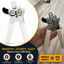 Heavy Duty Manual Can Opener Smooth Edge Stainless Steel Easy Grip Handle