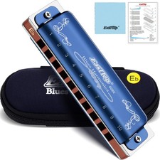 Diatonic Harmonica 008K Key Of Eb 10 Hole 20 Tone Mouth Organ Blue Case Pro