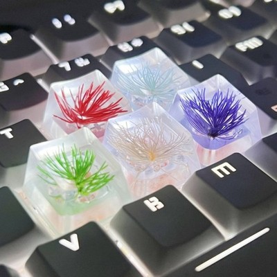 Epoxy Resin Artisanal Keycap With Real FlowerOEM Height For Mechanical Keyboards