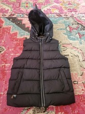 VGUC 5-6 yrs boys black puffer vest hooded with dinoaur zip up winter NEXT