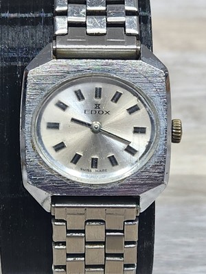 Edox Square Silver Swiss, Women's Watch, Genuine, Adjustable Band. Needs Service