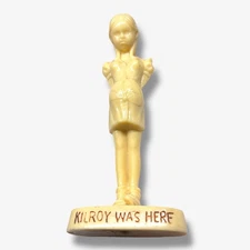 1940s Kilroy Was Here Hartland Novelty Figurine Pregnant Girl Plastic WWII Humor