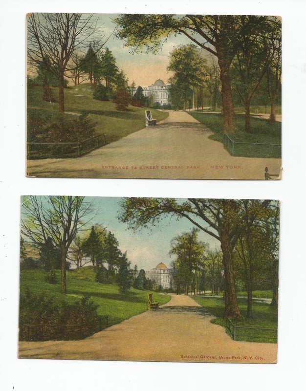 Postcard (2): New York City error; Central Park 72 St or Botanical Gardens Bronx