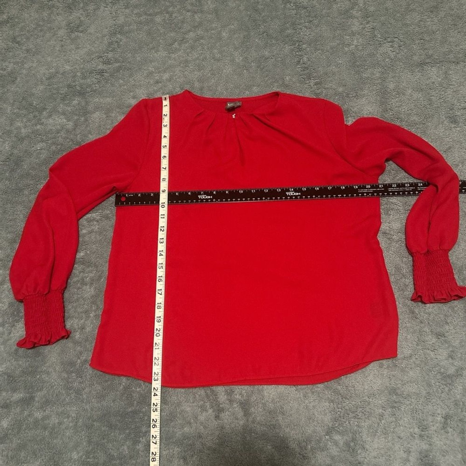 Worthington Solid Red Pleated Split Neck Blouse w… - image 7