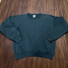 VTG Pro Spirit Blank Crewneck Sweatshirt Mens L Blank Pullover Made In USA Green