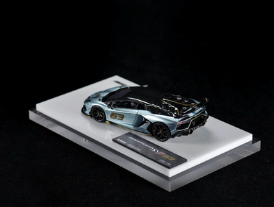 TARDIS 1/64 Aventador SVJ Ice Blue #63 Resin Car Model Ornaments