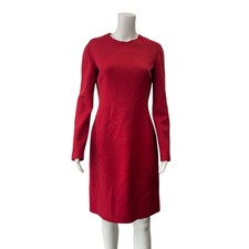 $750 NWT Calvin Klein Red Rust Vermilion Ve Terall Sheath LS Dress size 8/IT 44