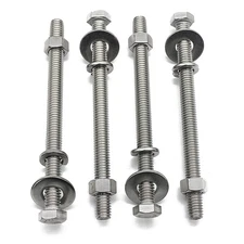 (5 Sets) 5/16-18x4" Stainless Steel Hex Head Screws Bolts, Hex Machine Nuts, ...