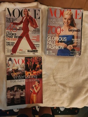 Vintage Lot of 3 - 9/1999 & 2- 8/2000 VOGUE Magazine Collector Set Fashion