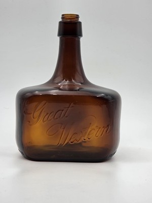 Antique Great Western Amber Whiskey Wine Bottle - Pre Prohibition- 