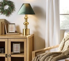 Vintage Brass with Green Shade Table Lamp - Hearth Hand with