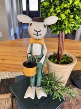 New Primitive Recycled Metal BOY SHEEP FIGURE Standing Statue 14"