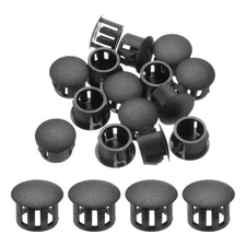 32Pcs 13mm(1/2') Black Nylon Plastic Round Locking Hole Plugs Insert End Caps