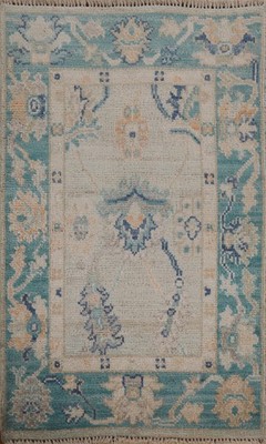 Handmade Oushak Oriental Foyer Rug 2x3 Traditional Floral Turkish Accent Carpet