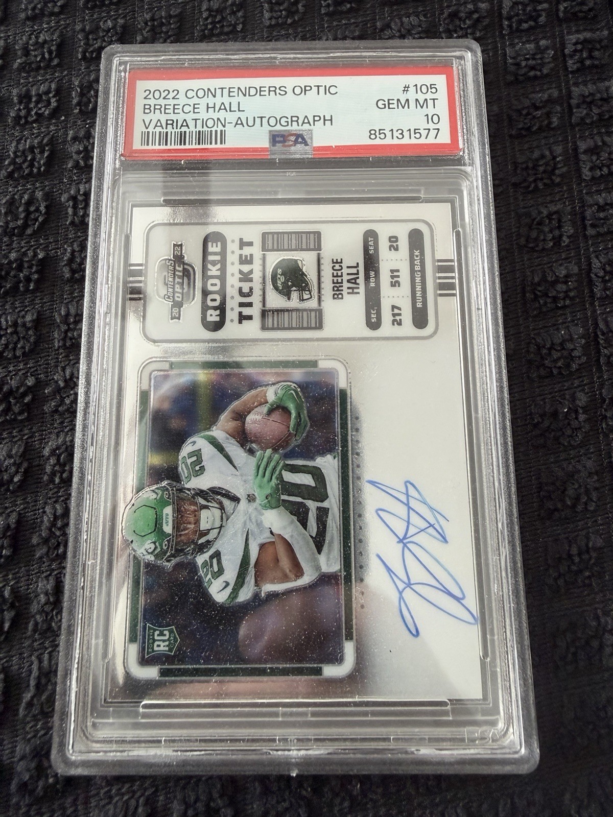 Breece Hall Panini Contenders Optic #105 Variation-Autograph