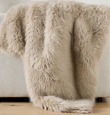 NWT 50  x60  Threshold Faux Fur throw blanket soft on one side furry on the other