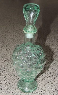Vintage-Dekanter Glaskaraffe Flasche Türkis Traubenform ca. 27cm - Bild 1 von 3