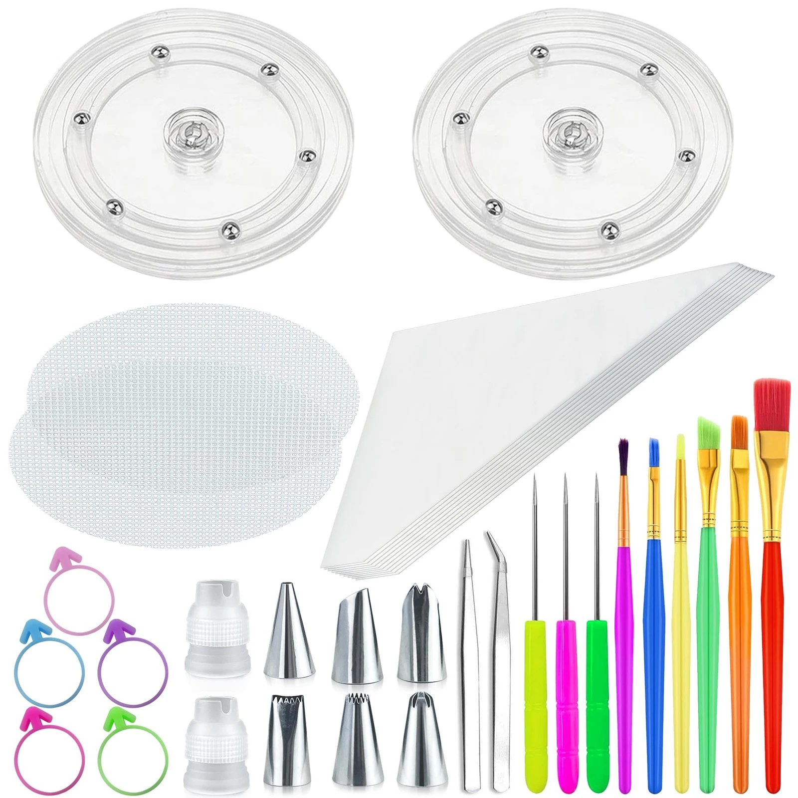 56 PCS Cookie Decorating Kit Supplies Including Acrylic Turntable Decoration ...
