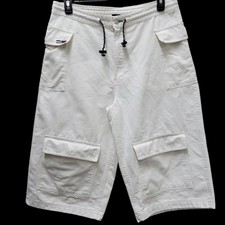 Tommy Hilfiger Women Baggy Wide-Leg Cargo Capri Pants Large Waist 34" Inseam 17"