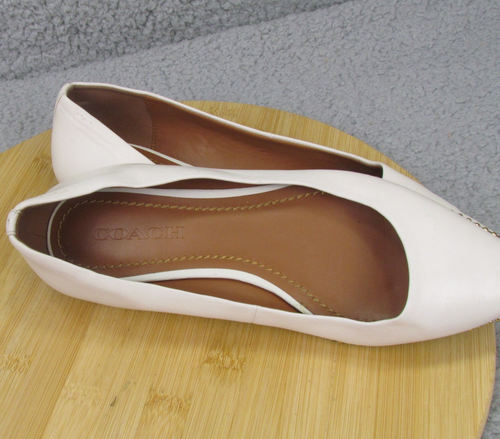 Womens Coach Size 7 Ivory Pointed Dress Ballet Flats Shoes - Picture 13 of 14
