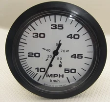 # 33510 NEW Teleflex 50 MPH Speedometer White / Black Gauge FREE SHIP!